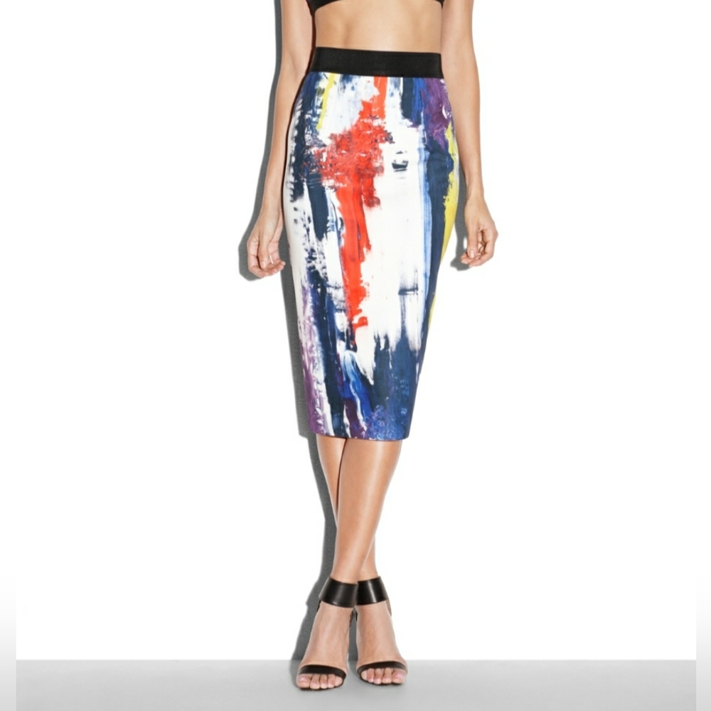 MILLY Graffiti Print Midi Pencil Skirt S 4 6